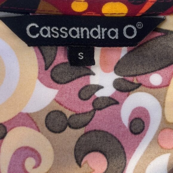 Cassandra O Scrub Shirt Top Womens Small Orange Yellow New Abstract Pattern - Picture 6 of 10